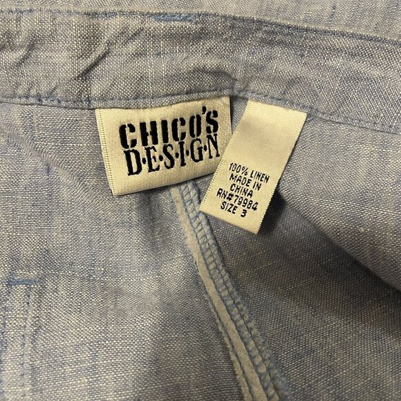 Chicos Design Womens Light Blue Soft and Comfy Linen Pants with Pockets Size 3 - Picture 4 of 4